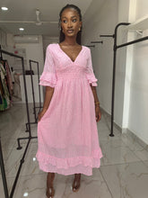 Load image into Gallery viewer, Pink lace maxi dress
