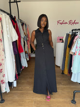 Load image into Gallery viewer, Black belted maxi dress
