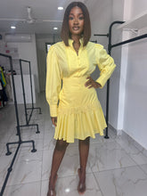 Load image into Gallery viewer, Yellow long sleeves skirt two piece
