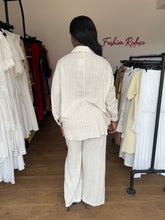 Load image into Gallery viewer, Cream and black striped two piece
