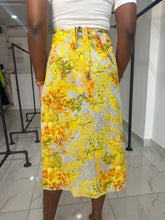 Load image into Gallery viewer, Yellow floral wrap midi skirt
