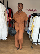 Load image into Gallery viewer, Brown tie waist two piece
