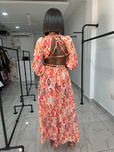 Load image into Gallery viewer, Orange pattern open back midaxi dress
