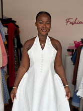 Load image into Gallery viewer, White button detail open back maxi dress
