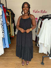 Load image into Gallery viewer, Black and white striped shift dress
