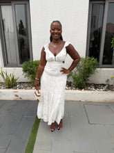 Load image into Gallery viewer, White open back maxi floral dress
