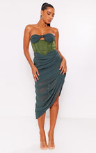 Load image into Gallery viewer, Green corset detail midi dress
