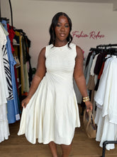 Load image into Gallery viewer, Cream Asymmetrical midi sleeveless dress
