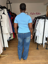 Load image into Gallery viewer, Light blue ribbed top
