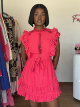 Load image into Gallery viewer, Pink mini belted dress
