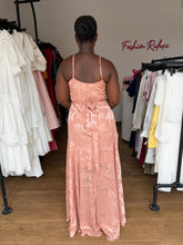 Load image into Gallery viewer, Peach patterned maxi wrap dress
