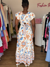 Load image into Gallery viewer, Multi colored maxi open back dress
