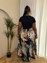Load image into Gallery viewer, Blue multi coloured floral maxi pleated skirt
