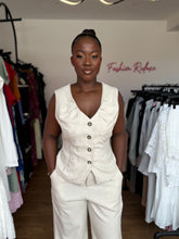 Load image into Gallery viewer, Cream linen sleeveless two piece
