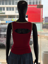 Load image into Gallery viewer, Red cut back knit tank top
