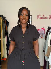 Load image into Gallery viewer, Black belted shirt dress
