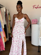 Load image into Gallery viewer, Pink and white floral maxi dress
