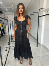 Load image into Gallery viewer, Black lace maxi sleeveless dress
