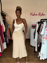 Load image into Gallery viewer, Nude cowl neck midi sleeveless midi dress
