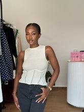Load image into Gallery viewer, Cream knit open back top
