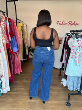 Load image into Gallery viewer, Blue denim flair jeans
