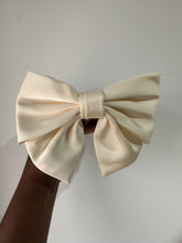 Load image into Gallery viewer, White satin bow hair clip
