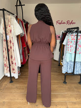Load image into Gallery viewer, Brown wrap top two piece
