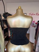 Load image into Gallery viewer, Black and white striped sleeveless button detail top
