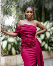 Load image into Gallery viewer, Maroon Offshoulder maxi dress
