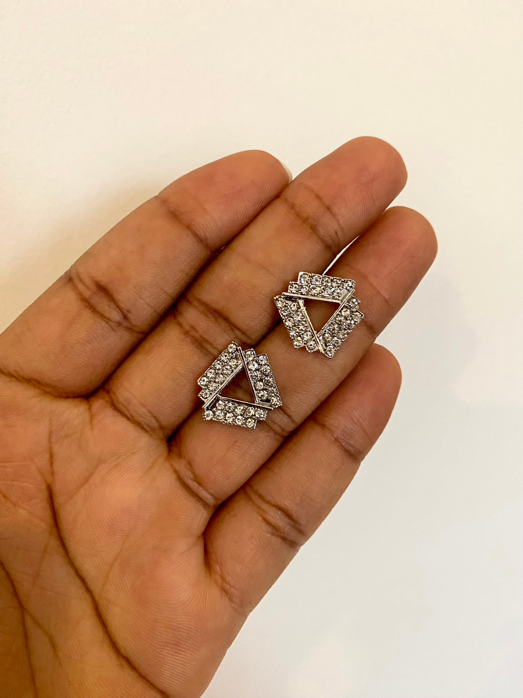 Silver triangular diamond studs
