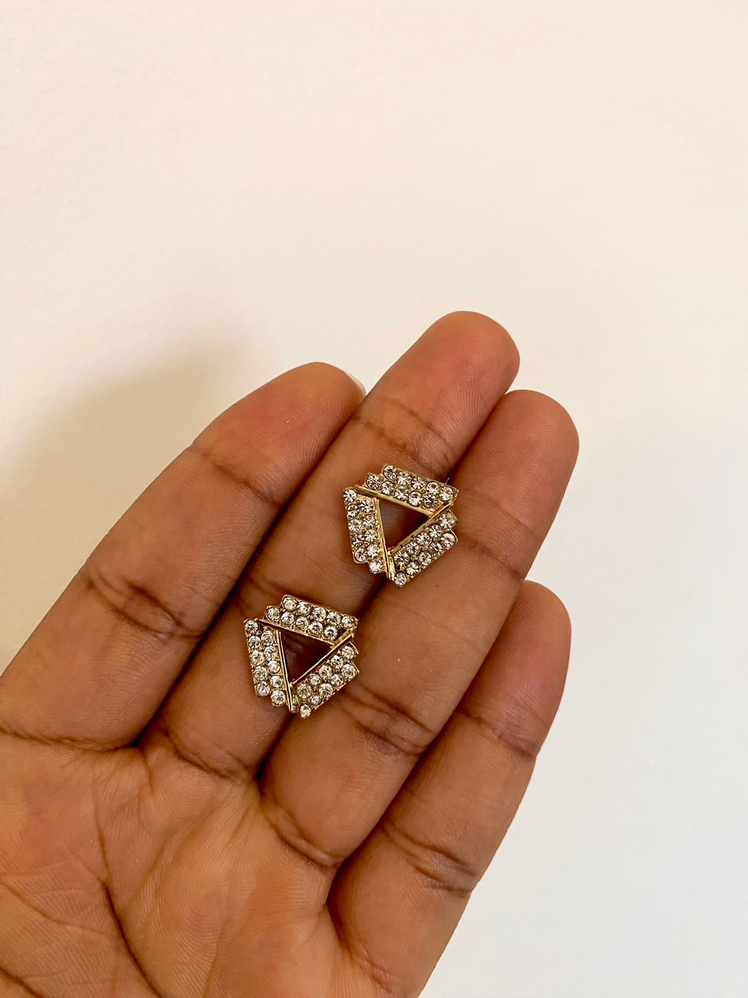 Triangular gold and diamond studs